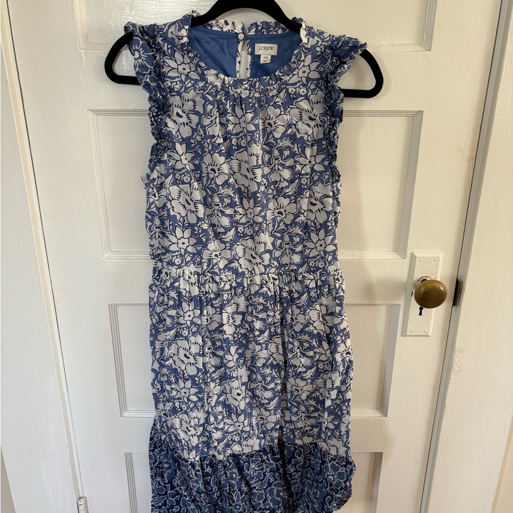 J. Crew Factory Blue and White Floral Dress